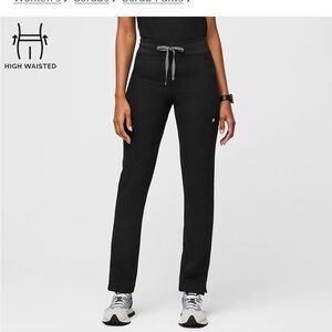Figs Black Yola Petite yoga waist band  Pants
